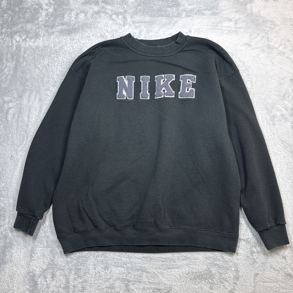 Vintage Nike Sweatshirt Men XL Black Spell Out Block Letter USA